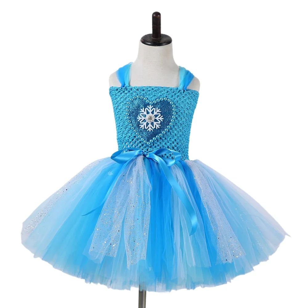 Ice Elsa Queen Toddler Kids Little Girls Princess Costume Blue Cosplay Dress up Birthday Party with Accessories