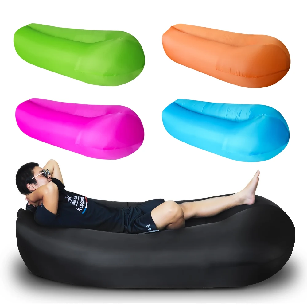Top Selling wholesale Products Inflatable Banana lounger Sofa Bed With Carry Sleeping Bag