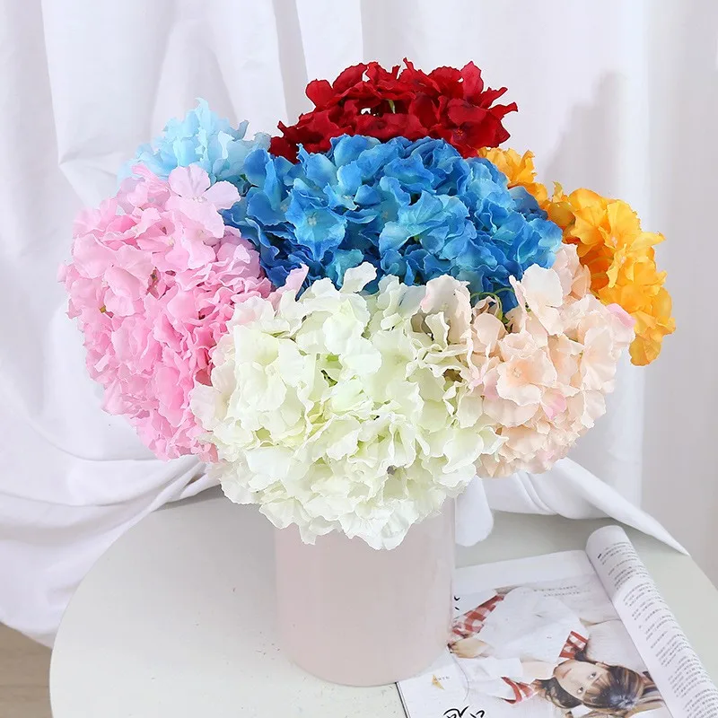 5 Heads Fake Hydrangea Silk Flowers for Wedding Centerpieces Bouquets DIY Floral Decor Home Decoration with Stems