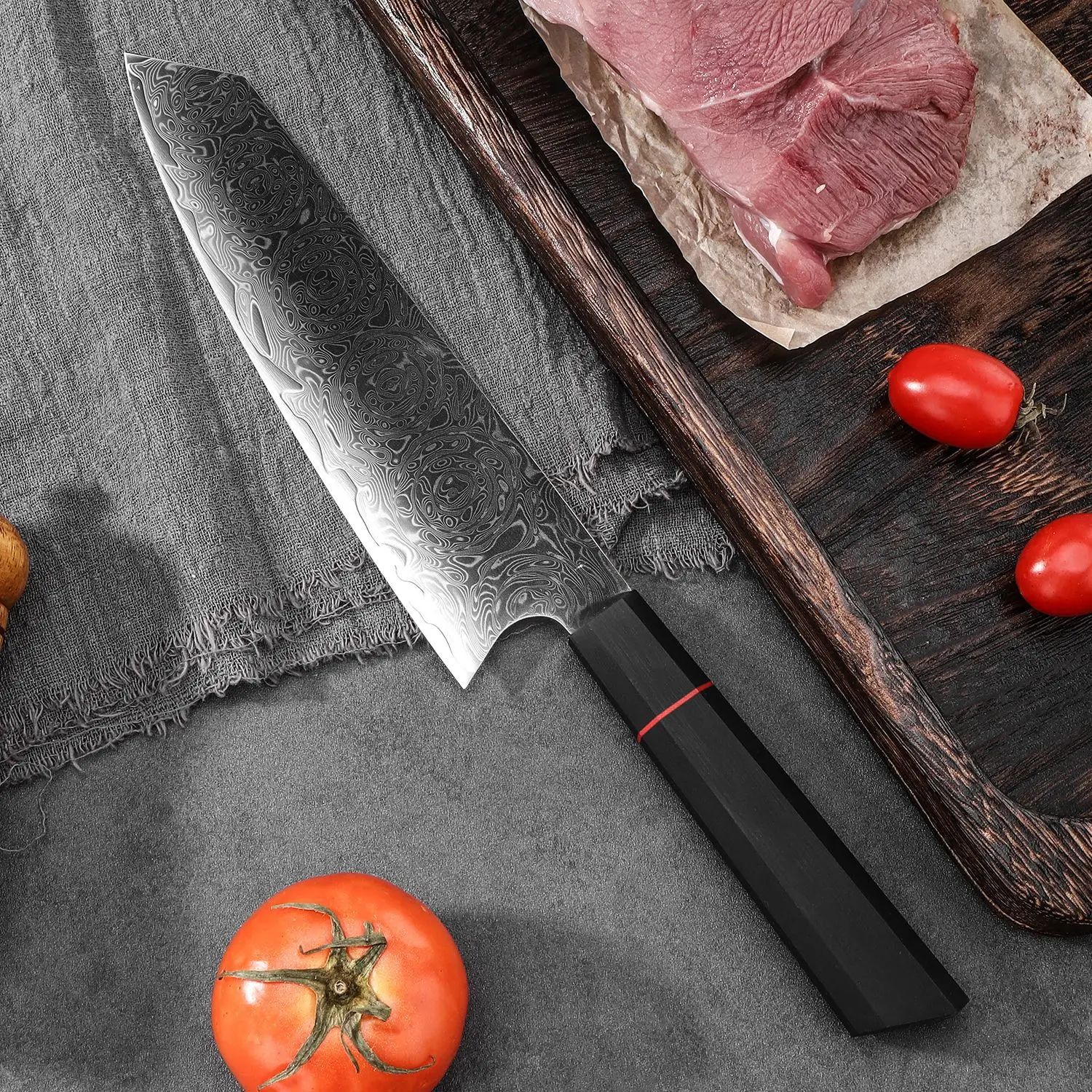 67 Layers Damascus Chef Knife Nakiri Kiritsuke Paring Knife Professional Kitchen Knives with  Wood Handle
