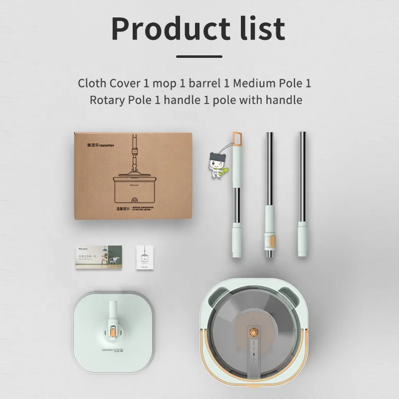 Best Selling 360 Spin Magic Mop Bathroom  Mop  with Bucket  quick clean microfiber lazy squeeze flat mop self squeez