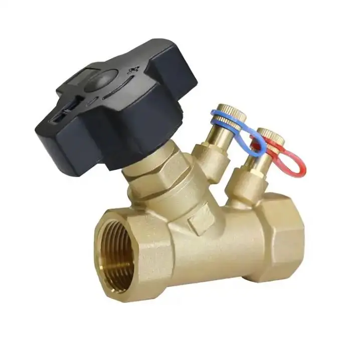 DN25 Brass Circuit Static Balancing Valves Double Regulating Balance Flow Meter Valve
