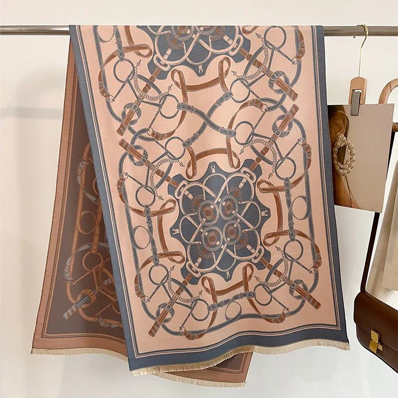 Wholesale Luxury Scarf Cashmere Pashmina 2024 Winter Fashion Shawls and Wraps Female Bufanda Brand Print Thick Warm Scarves