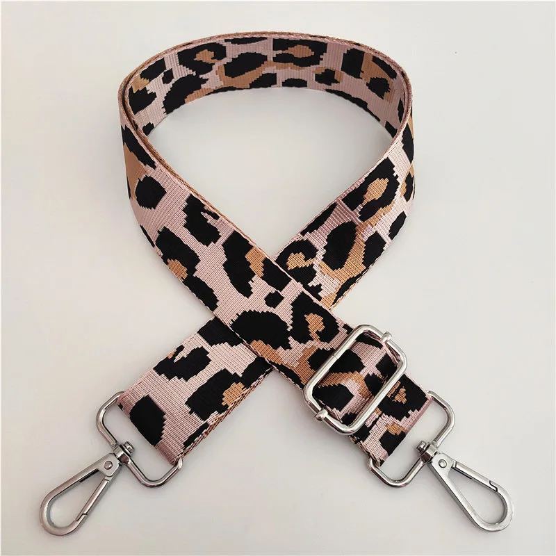 Wholesale trendy bag accessories 3.8cm Crossbody handbag shoulder leopard strap adjustable pattern replaceable webbing strap