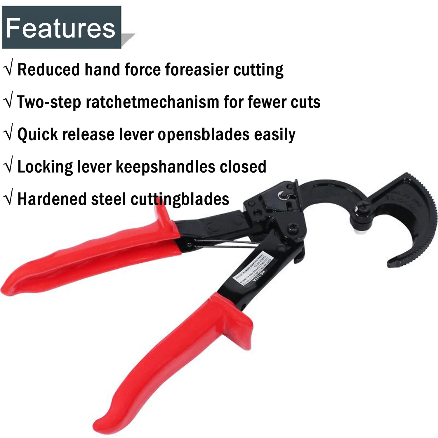 BAYM 325A 240mm2 Heavy Duty Cable Wire Cutters for Aluminum Copper Cable Electrical Wire Up to 600MCM Ratcheting Hand Tool