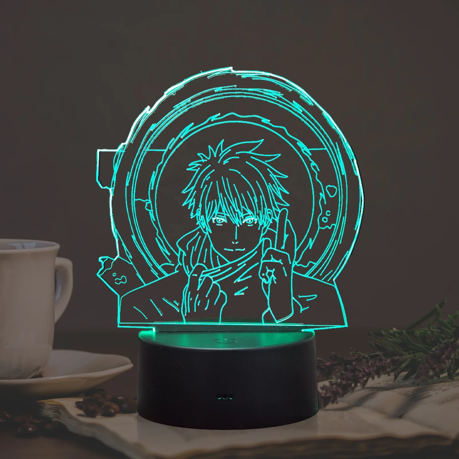 Party Home Decor Satoru Gojo Jujutsu Kaisen Japanese Anime Figures Remote Control Touch 16 Colors USB Powered 3D LED Night Light