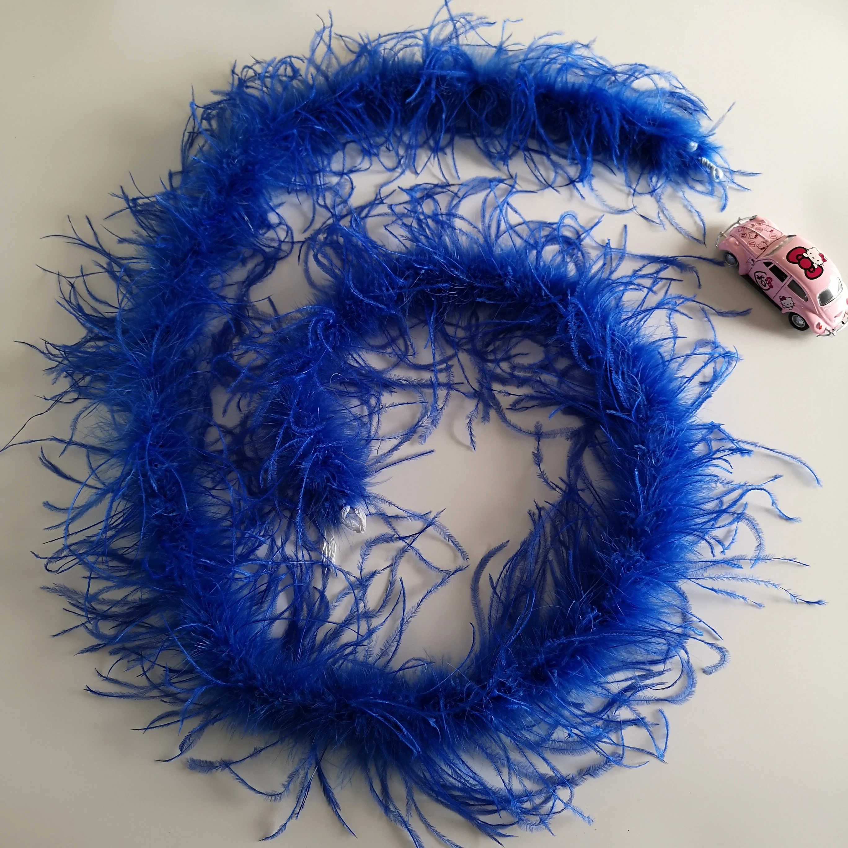 10-12cm Width Customized Luxury Ostrich Feather Trim Blue Fluffy 8-10Fringe Ostrich Feathers