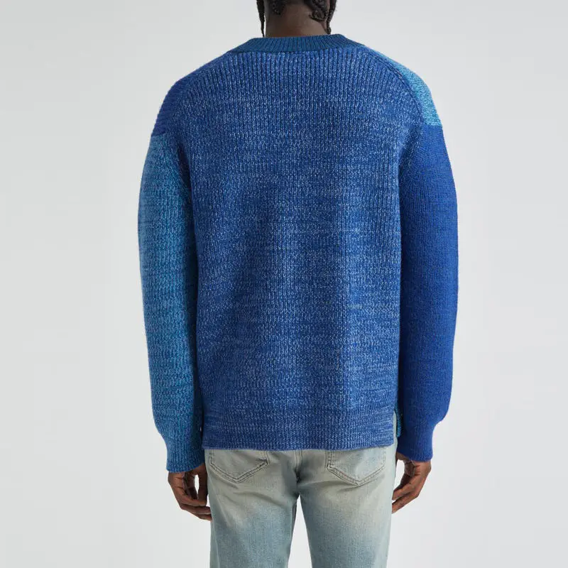 Winter Fashion Custom Logo Knitted Knitwear V Neck Long Sleeve Color Block Men Cotton Cardigan Coat Sweater For Men