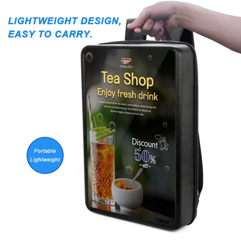 21.5 Inch Waterproof Digital Android Backpack Billboard Mobile Advertising Display Screen Human Walking Billboards