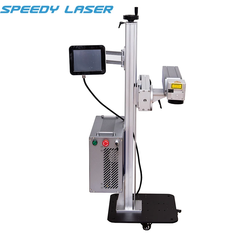 Online Flying Fiber Laser Machine Fast Speed Expired Date Laser Machine for Water Bottle Glass Plastic Bottle Batch Coding