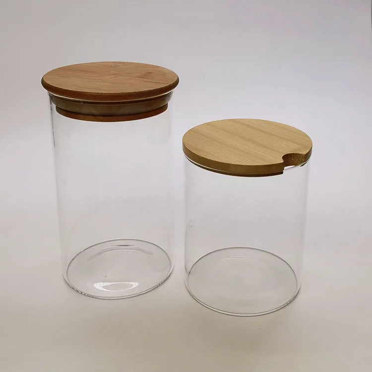 Wholesale 500ml Glass Jars High Borolicicate Glass Jar With Bamboo Lid Glass Storage Jar For Food