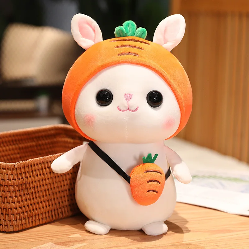 Colorful Animal Fruit Flower Rabbit Cute Big Eyes Small White Rabbit Orange Carrot Green Avocado Animal Plush Toy