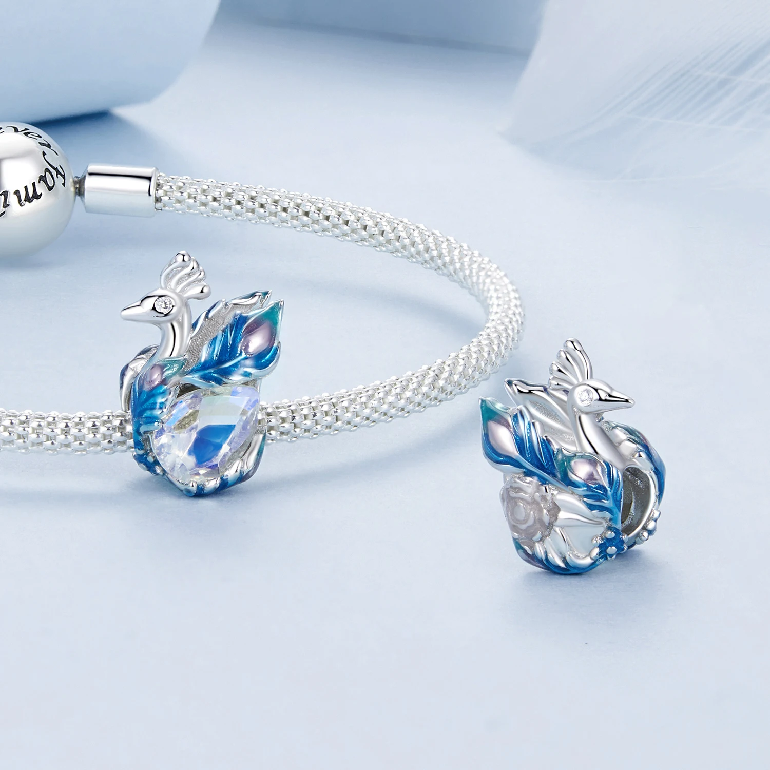 Jilina Wholesale 925 Sterling Silver Hummingbird Swan Peacock Charm Pendant For Girl Women Elegent Fine Jewelry Valentine Gift