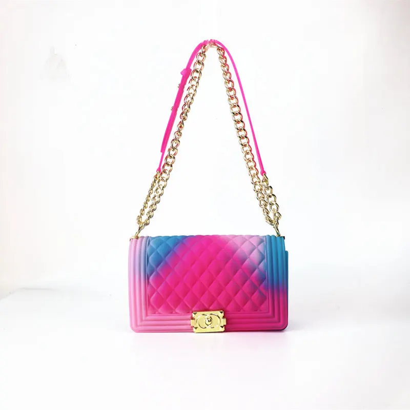 2020 Wholesale PVC shoulder bag women handbags rainbow bag jelly candy purse