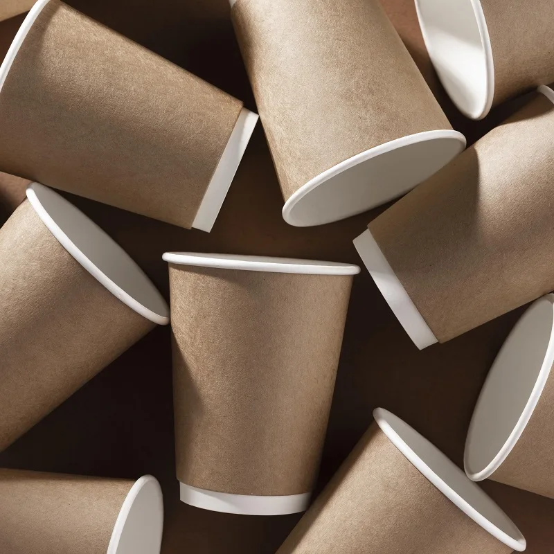 Customized Print Logo Compostable Coffee Cups 8oz 12oz 16oz 22oz Paper Glass for Hot Drink