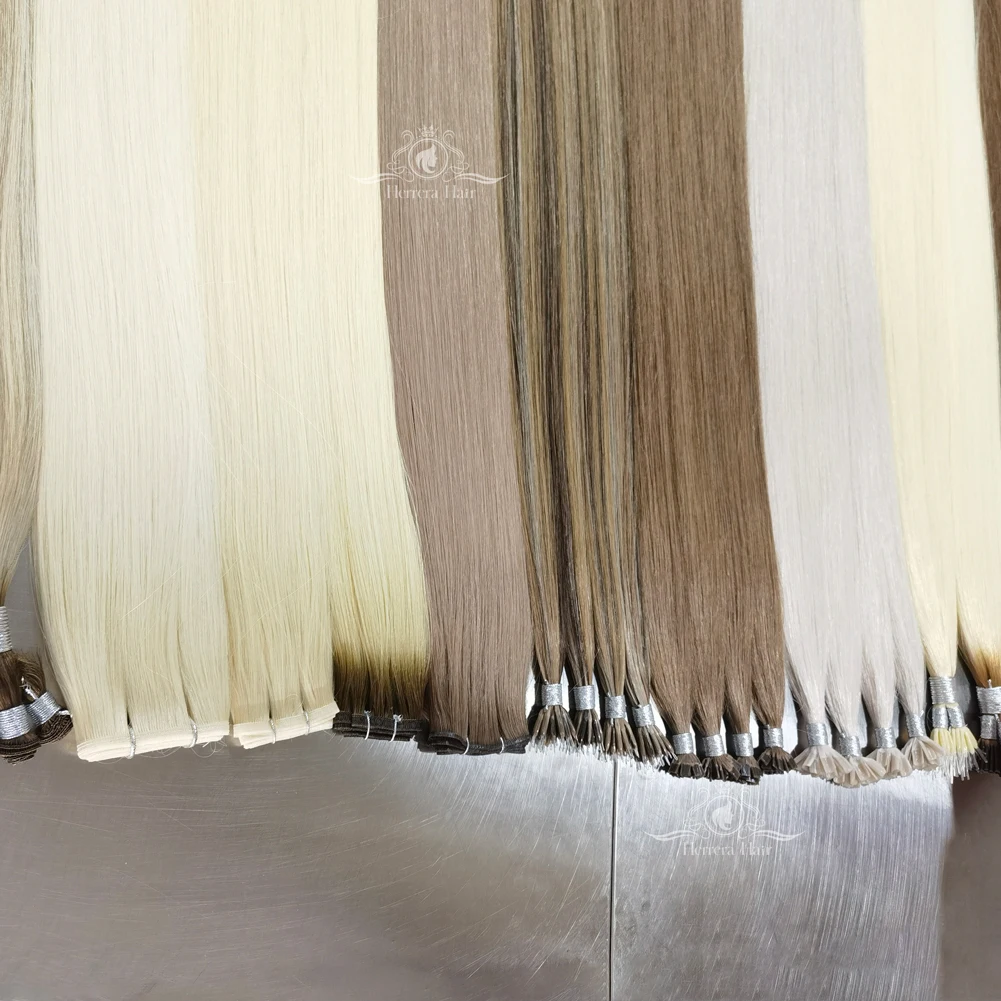 Herrera Human Hair Extensions Keratin Nano F U K I Tip Machine Weft Skin Flat Hand Tied Genius Weft Invisible Pu Tape Ins Hair
