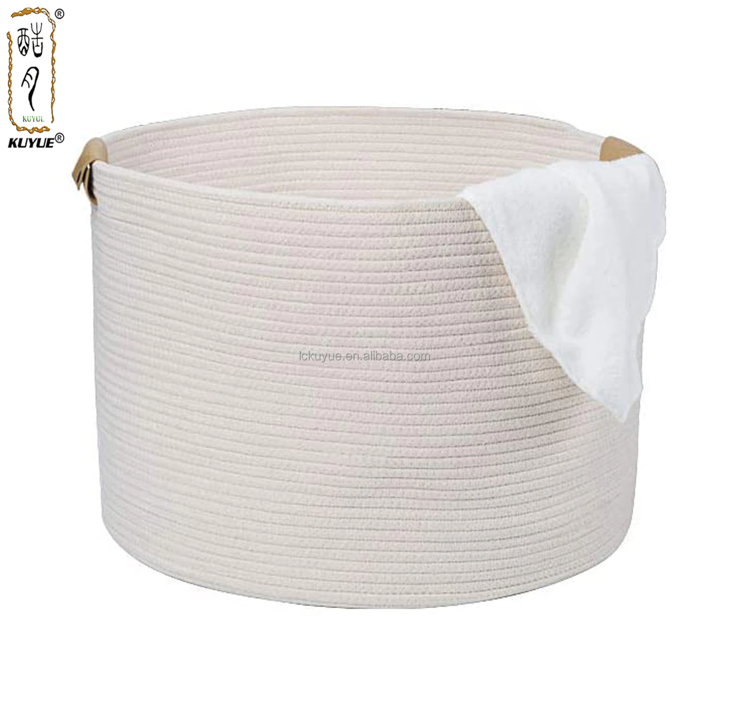 KUYUE Rope Basket Foldable Opp Bag Storage Baskets Foldable Laundry Hamper Folding Babyher Handle Cotton Hot Selling Leather