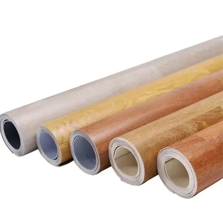 Wood Grain Look PVC Abrasion Resistant Floor Roll Self-Adhesive Decorative Luxury Vinyl Floor Self Adhesive Sticker