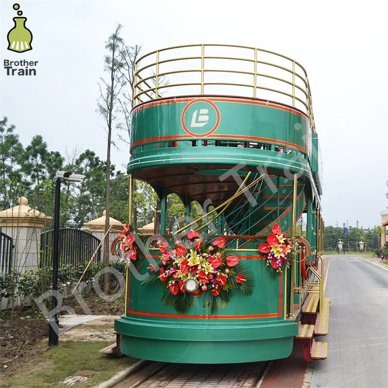 Rail Double Decker Tramways Electric Trolley Double Decker Tram Tourist Train Amusement Park Train Take More Passengers For Tour