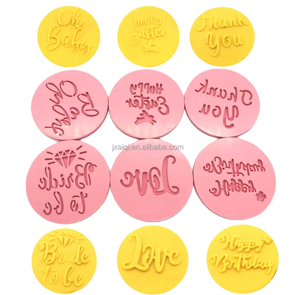 Birthday Anniversary Cake Tool Thank you Letter Embossed Cutter Mold Baby Cake/Cookie Cutter Stamp Fondant Cake Decorating Tools