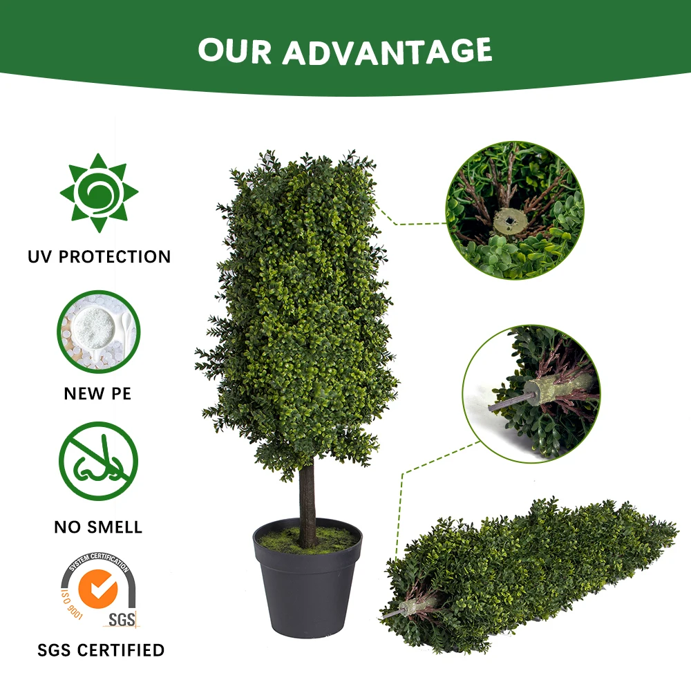PZ-1-131 Garden Supplies Customized Lasting Evergreen Artificial Boxwood Topiary Tree for Indoor Front Porch Office Decor