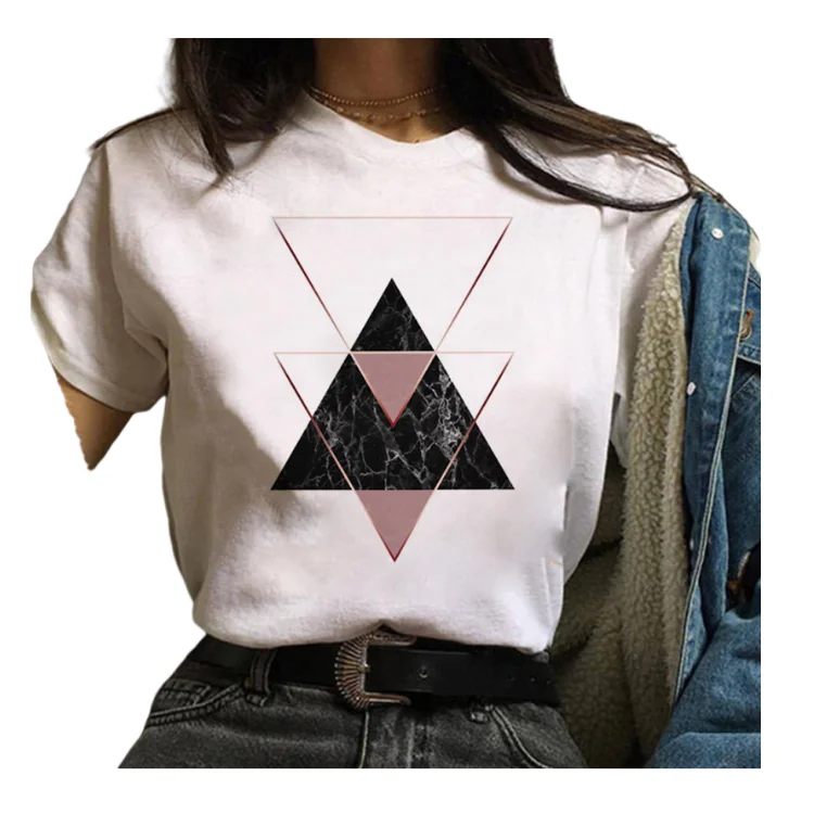 2022 Fashion Summer Women Graphic T Shirts Short Sleeve Love Geometric Graphic T Shirts Women Top