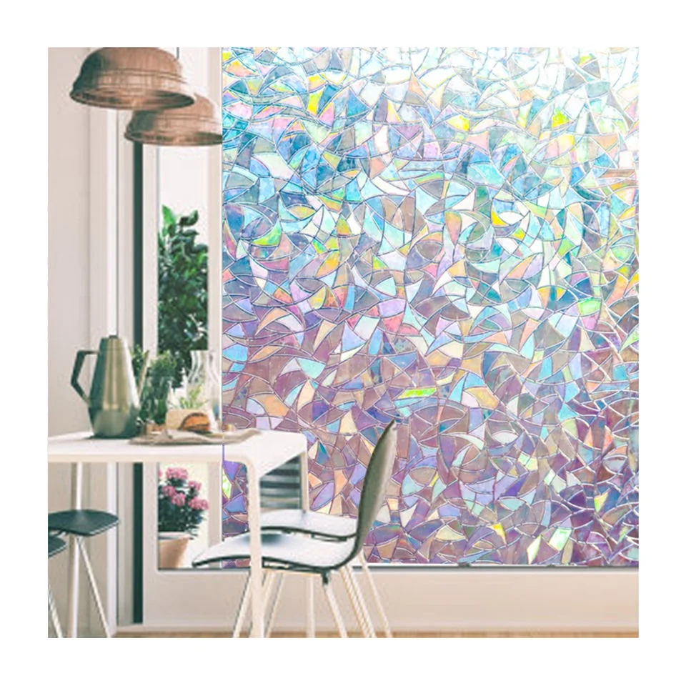 PVC Rainbow 3D Window Film Static Cling Glass Sticker UV Protection and Energy Saving No Glue Required