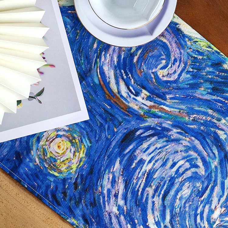 custom printing linen table runner and placemat set table runner for weddings party