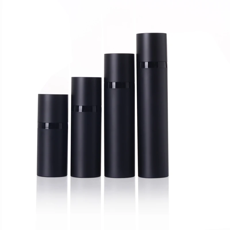 Customized 15ML 30ML 50ML Plastic PP Empty Matte  Black Essence Eye Cream Airless Pump Bottle With Vacuum