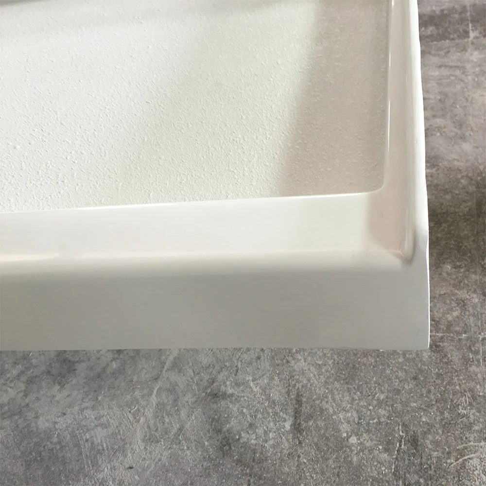 Customized Size Right Drain Cast Marble Bathroom Shower Pan