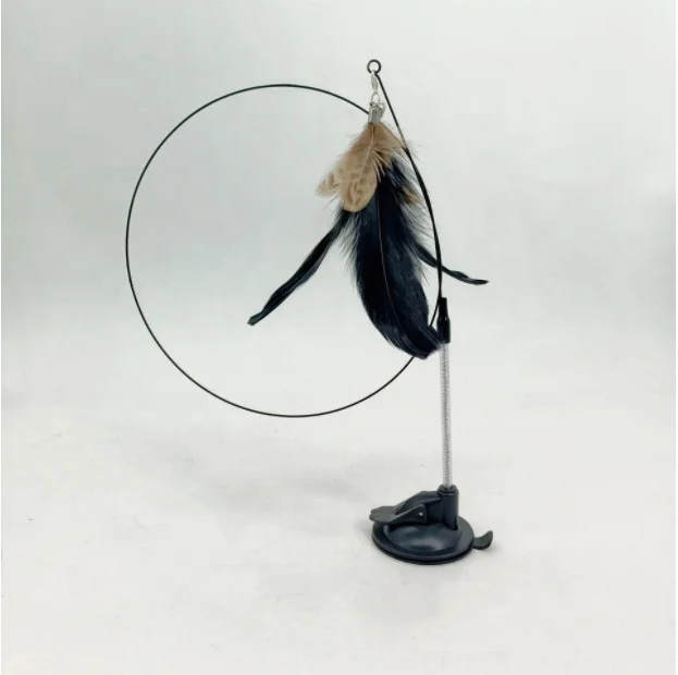 Interactive Pet Supplies Indoor Toys Suction Cup Feather Funny Cat Teaser Wand Stick