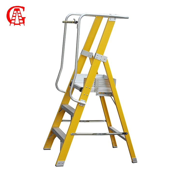 Hot sale factory direct FRP insulated step ladder  fiberglass platform ladder with handrail