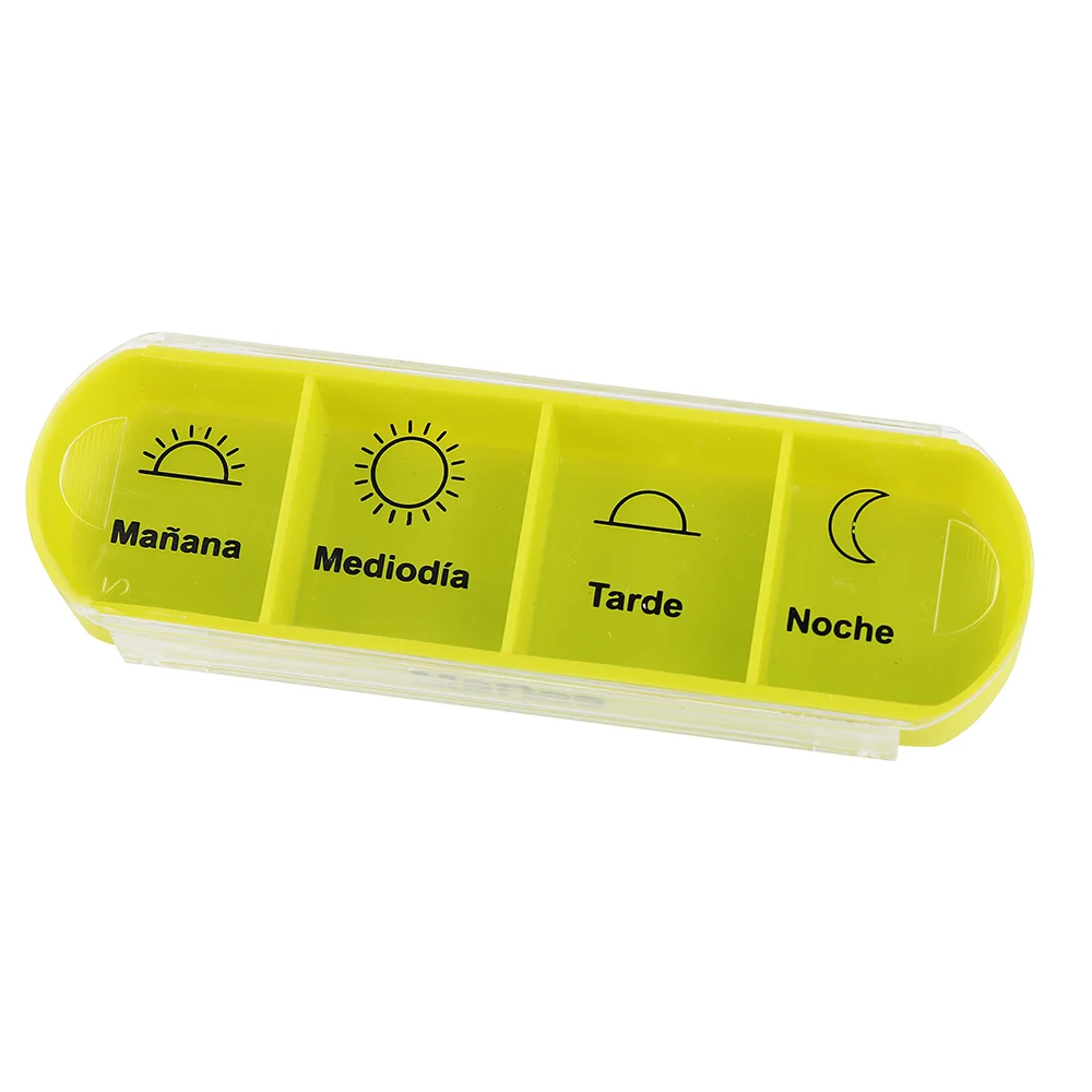 Weekly Plastic Pill Box 7 Days 4 Compartments Storage Organizer Medication Reminder with Pill Cutter
