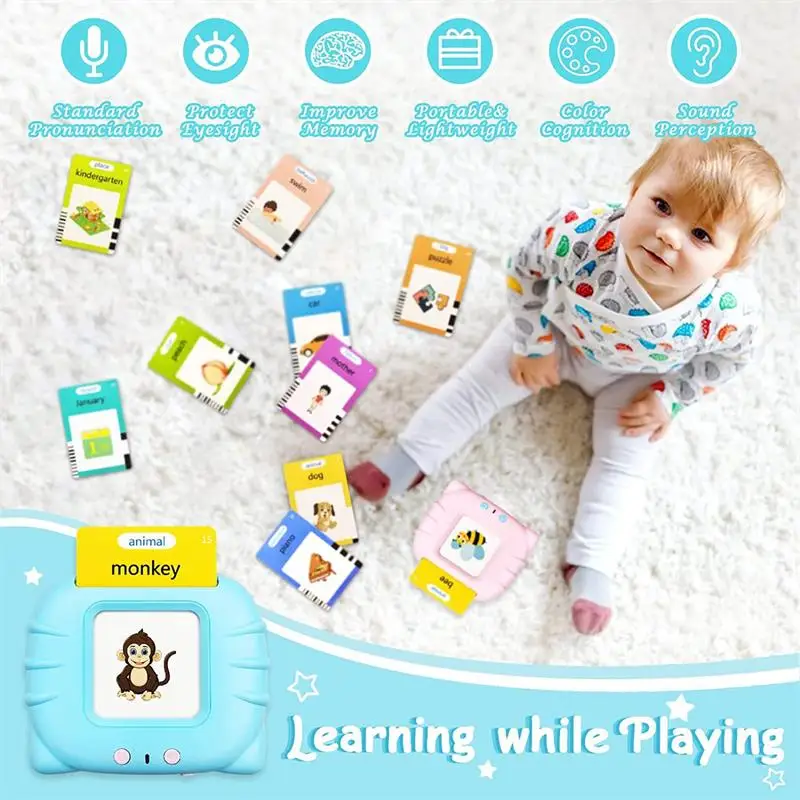 Flash Card Early Education Device Kids Preschool Learning Card Talking Card With Sound Toys Baby Boys Girls Reading Machine Gift