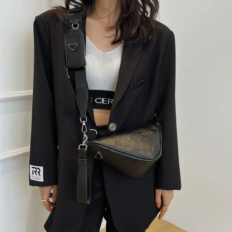 Fashion Designer Bag For Women & Men Vintage PU Messenger Bag Unique High Quality Triangle Bags