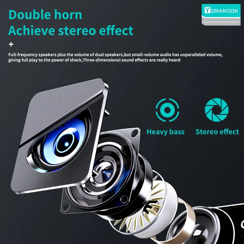 Newly Universal Small 3D Woofer Desktop Table USB 3.5MM Audio PC External Speaker Compatible with Computer,Smartphone,Laptop