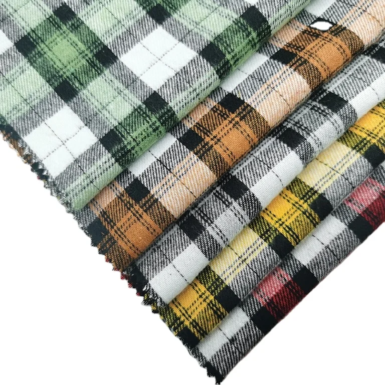 Factory direct sales four seasons warmth textile TC flannel brushed Sueded plaid yarn dyed woven fabric for