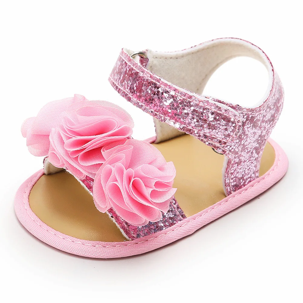 BB0015 china wholesale Beautiful Shiny pink cheap baby toddler sandal girls flower infant dress sandals for little girls