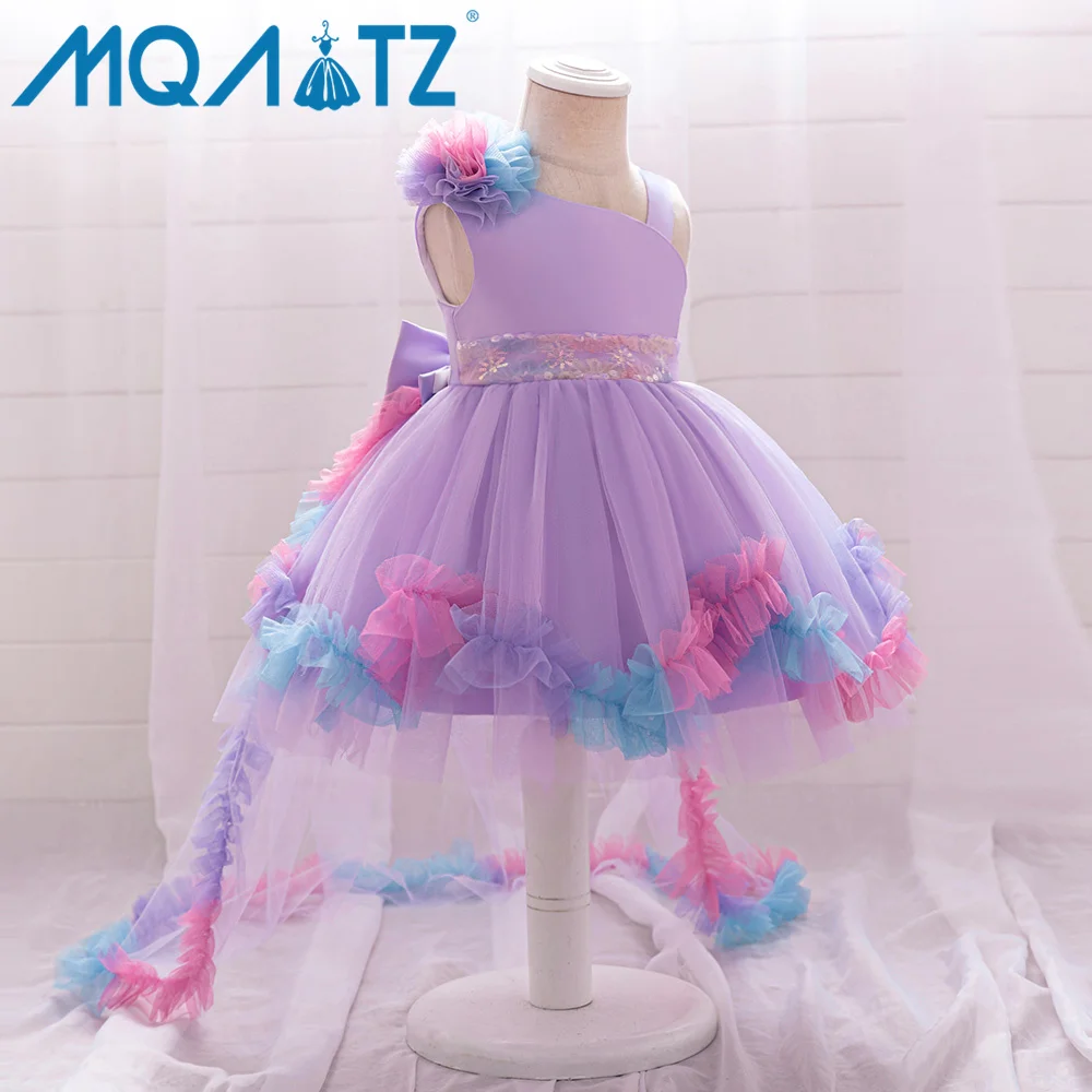 MQATZ оптовая продажа фиолетовое съемное детское вечернее платье для девочек мини-дизайн 3-летних дней рождения