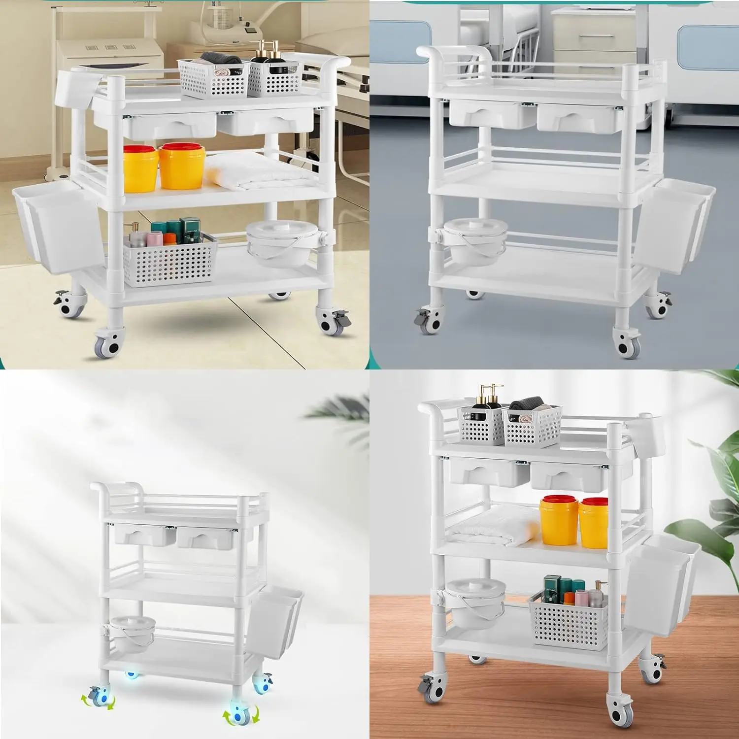 Utility Medical 3-Tier Esthetician Beauty Salon SPA Commercial Hospital Office Lab Rolling Cart trolley with Drawers