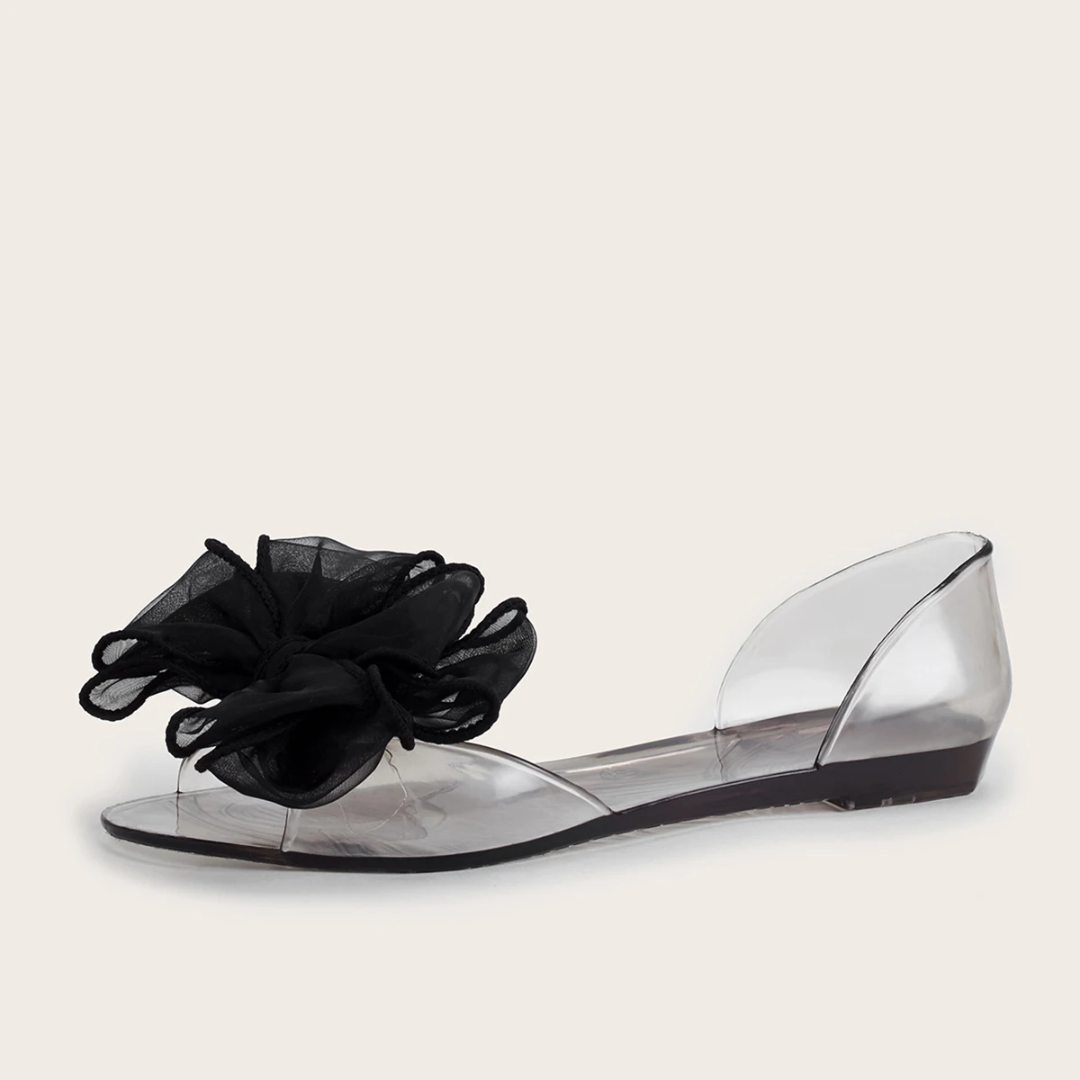  Hot selling Summer Transparent Women Jelly Shoes Bow Flat sandal for Ladies and