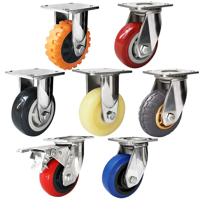 caster factory 4/5/6/8 inch Heavy duty stainless steel nylon rubber fixed caster wheel for food cart