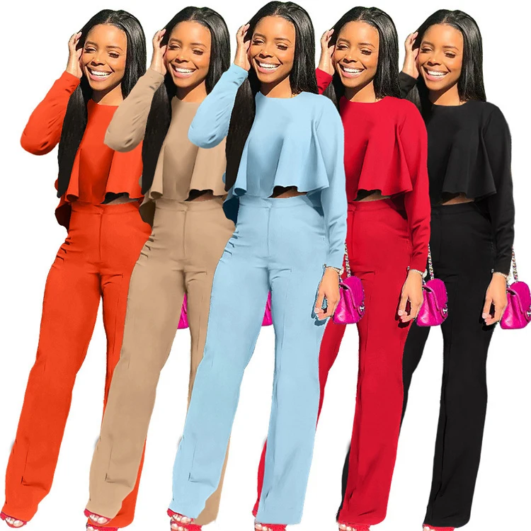 Женская Осенняя одежда 2021, спортивные костюмы bluey, короткая и длинная сзади, плюс размер, женская одежда, комплекты из двух предметов