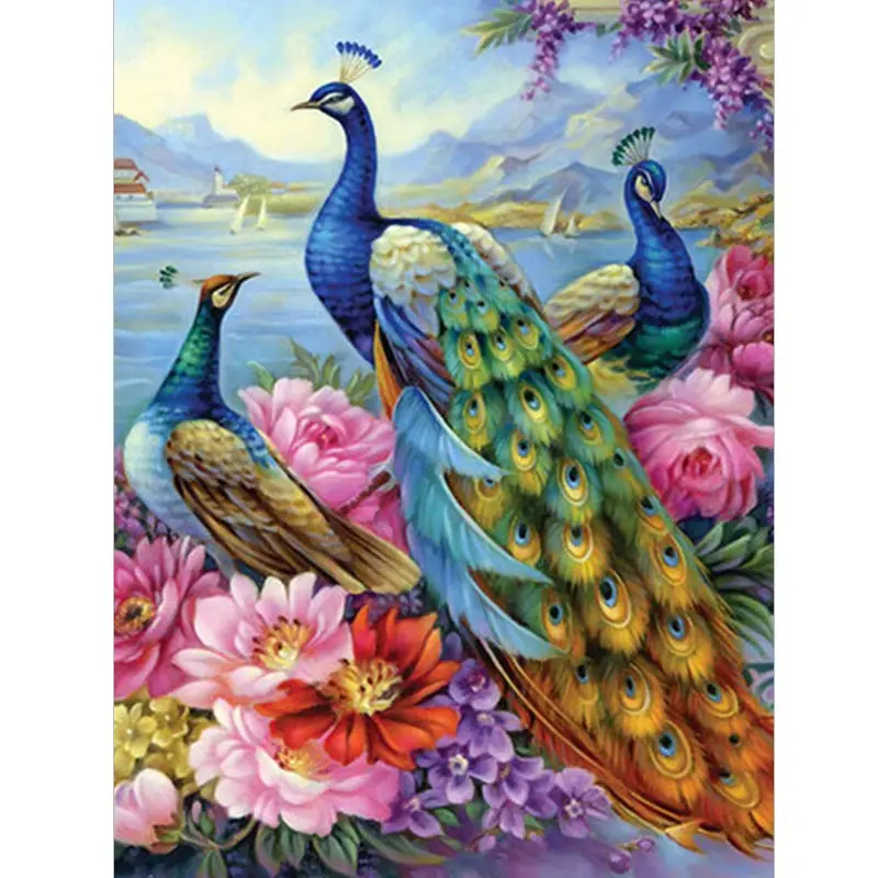2022 new high quality wholesale 5d square diy full custom  peacock diamond painting product animal for adults kids