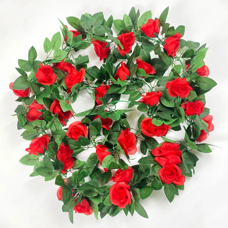Flower Garland Rattan Rose Vine Artificial Flowers Hanging Rose Ivy Garland for Room Wall Decor