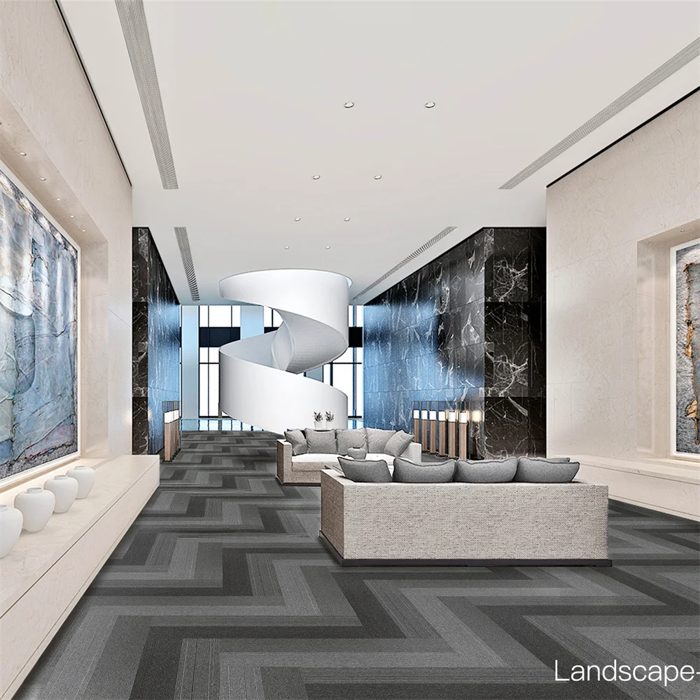 Luxury Removable Carpet Tile 25*100cm Nylon Material PVC Backed Office Modular Carpet