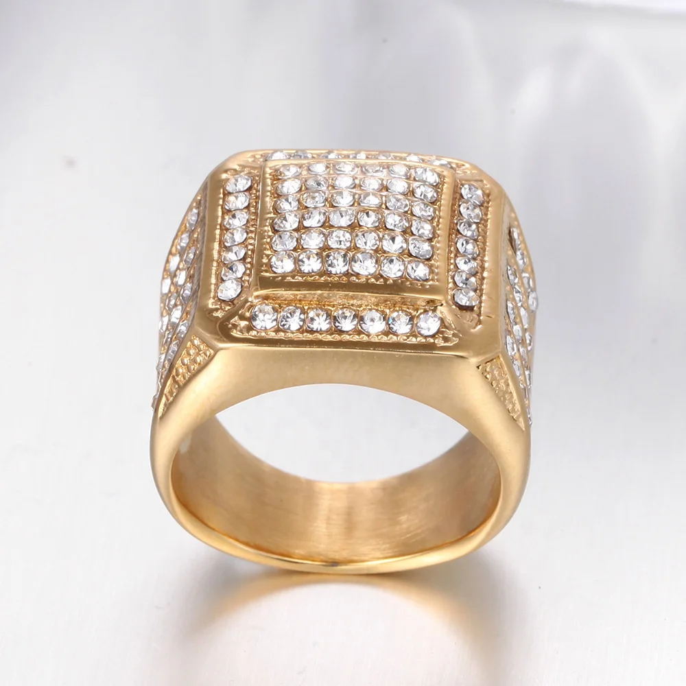 
Factory supply gold-plated ring stainless steel fashion male zircon silver ring 316l stainless steel ring wholesale 