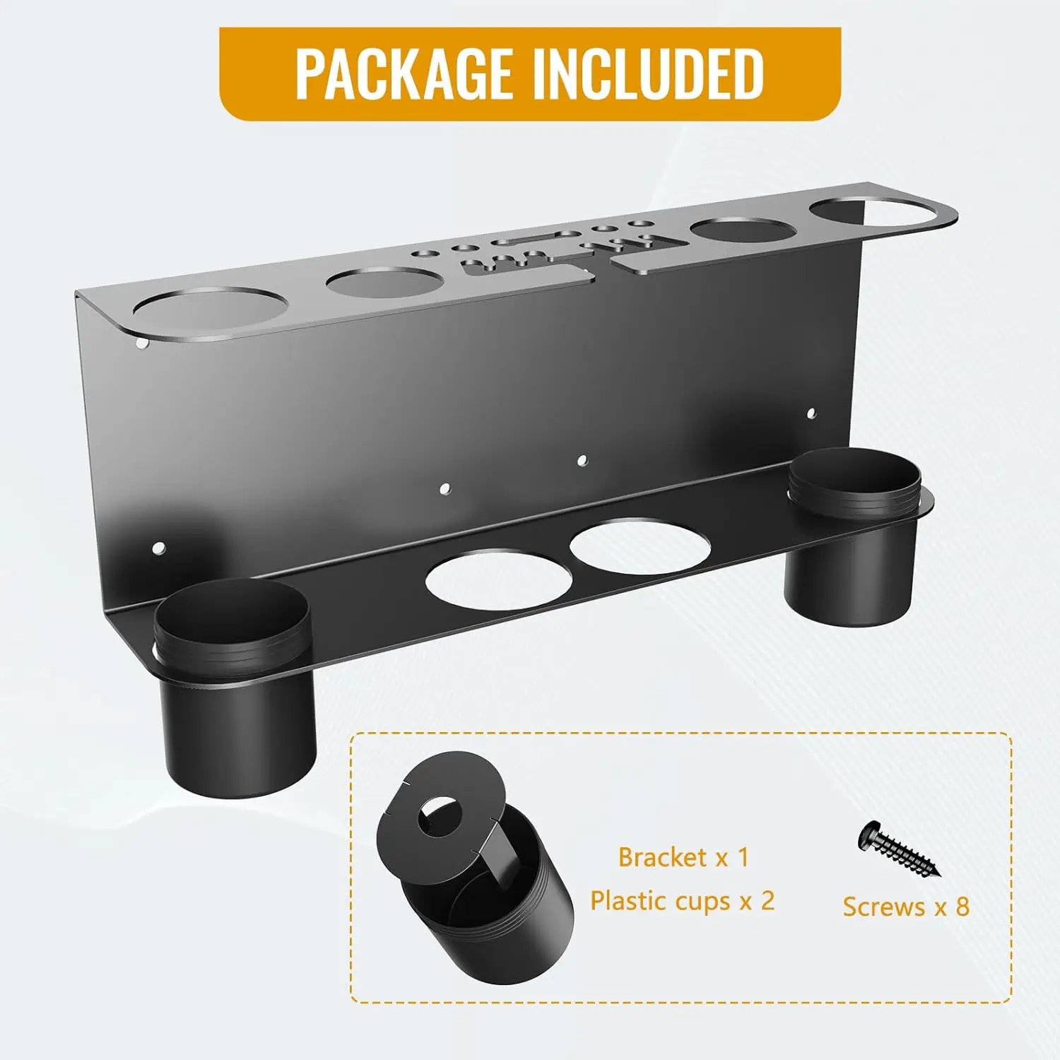 JH-Mech Holding 1 Grease Gun Wall Mount Steel Grease Gun Rack with 2 Detachable Oil Cups