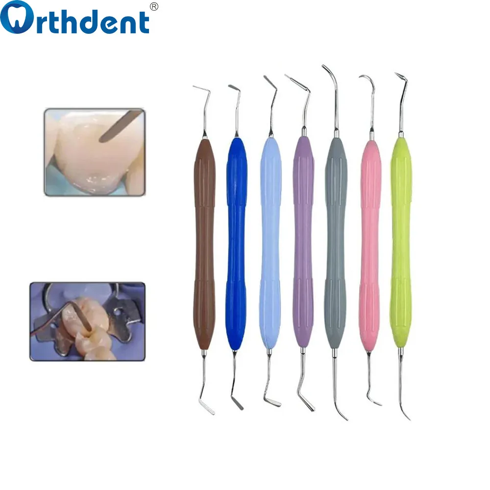 7Pcs/Set Dental Resin Filled Restorative Composite Filling Instrument Kit Fit for LM knife with Silicone Handle Dentist Tools