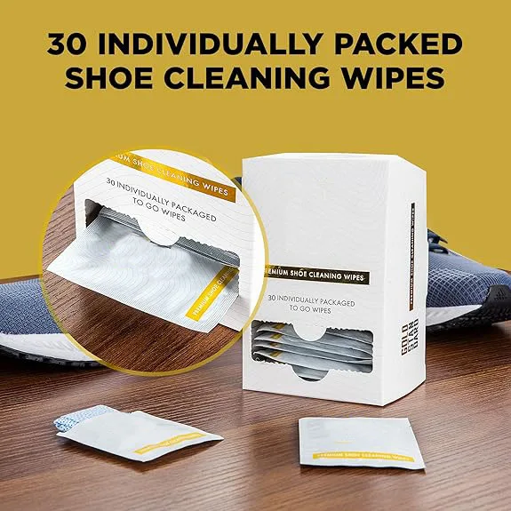 All-Purpose Premium Wet Sneaker Wipes 30pcs per Pack Disposable Portable Wipes for Shoes Scented with Soft Fragrance Cleansing